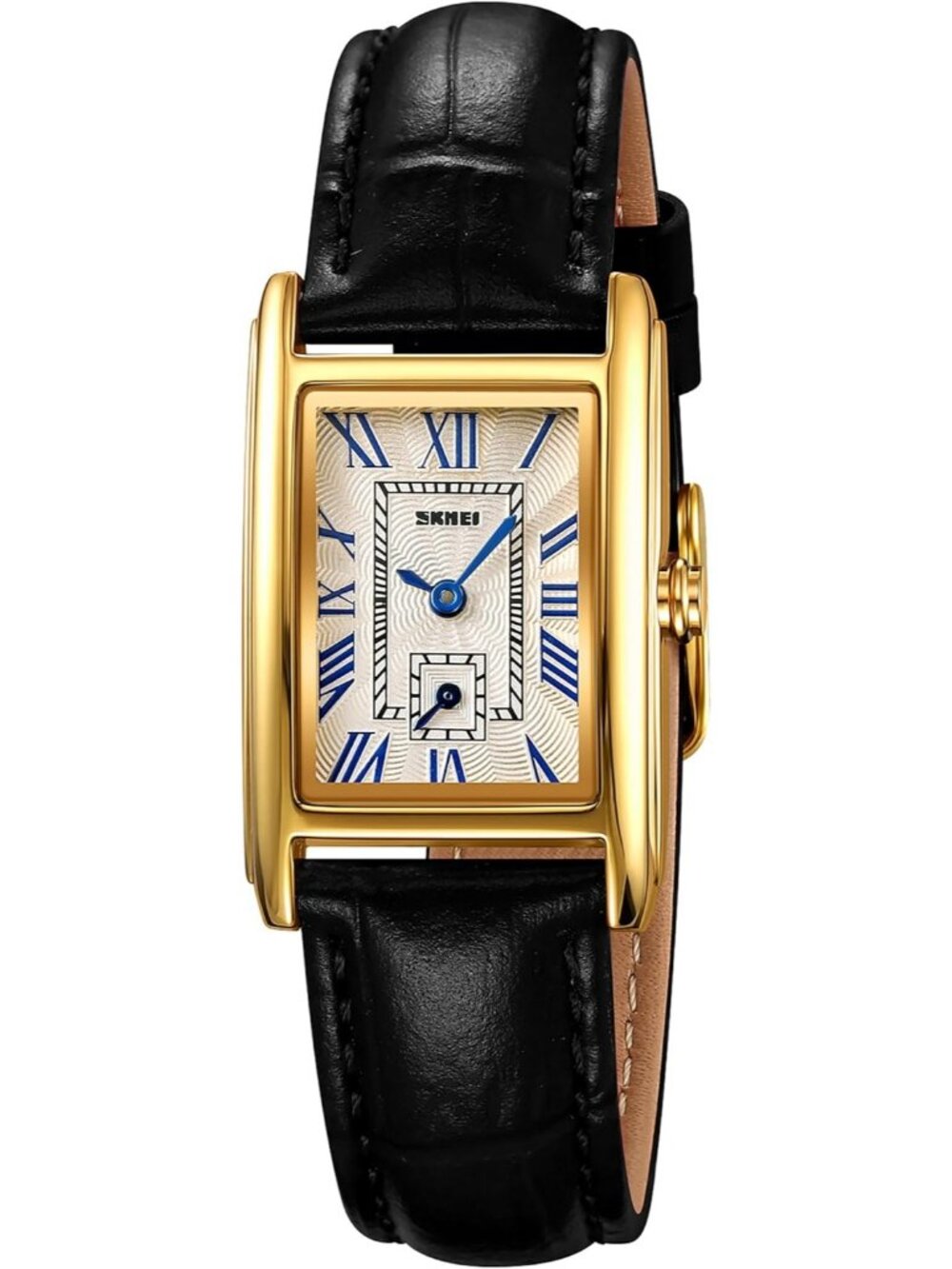 Women's Black And Gold Analog Ultra-Thin Rectangle Vintage Square Wrist Watch